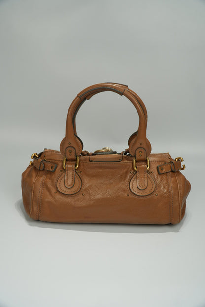 Chloe Paddington Shoulder Bag Leather Brown Gold