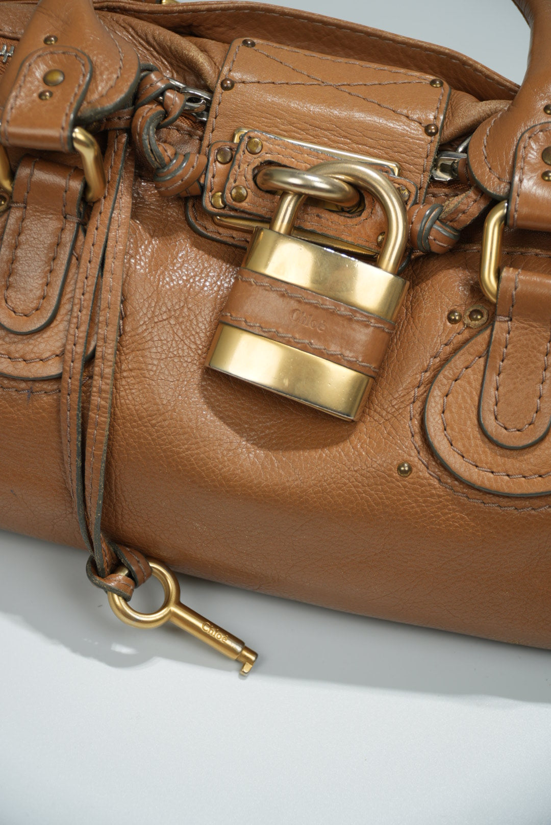 Chloe Paddington Shoulder Bag Leather Brown Gold