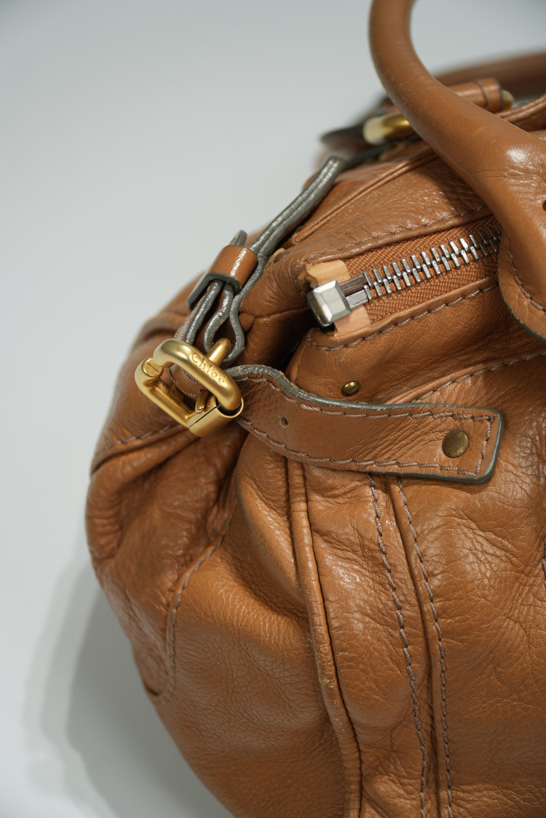 Chloe Paddington Shoulder Bag Leather Brown Gold