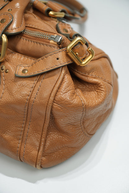 Chloe Paddington Shoulder Bag Leather Brown Gold
