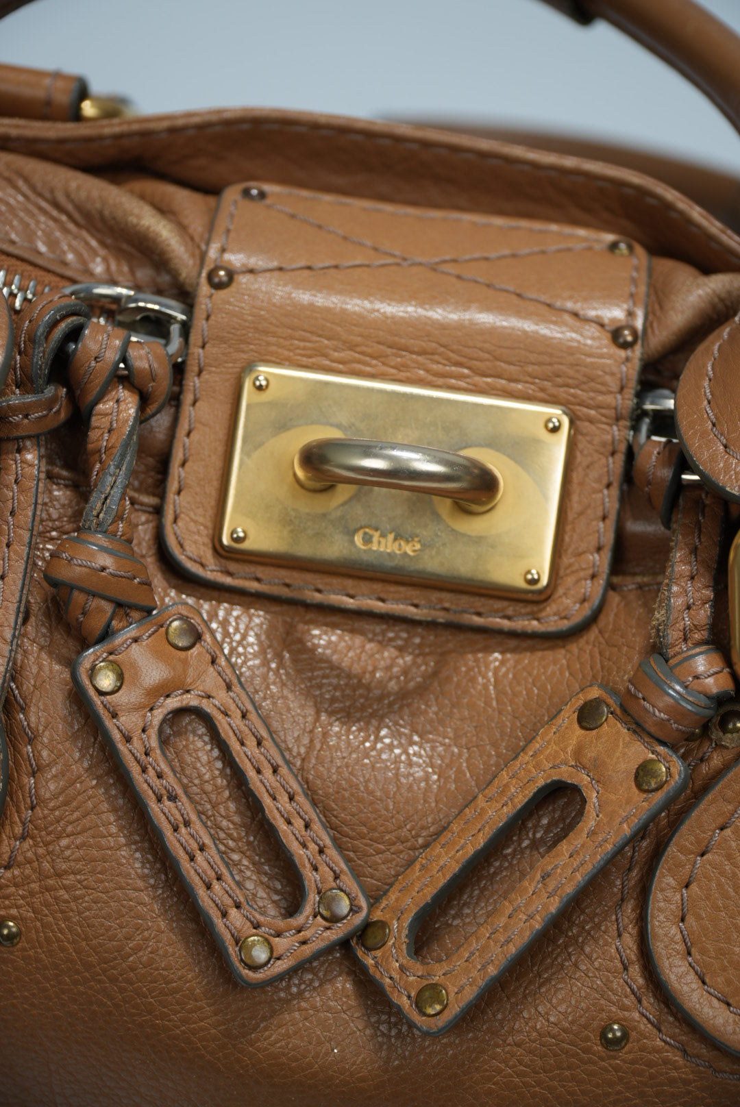 Chloe Paddington Shoulder Bag Leather Brown Gold