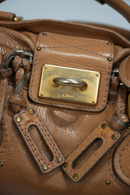 Chloe Paddington Shoulder Bag Leather Brown Gold