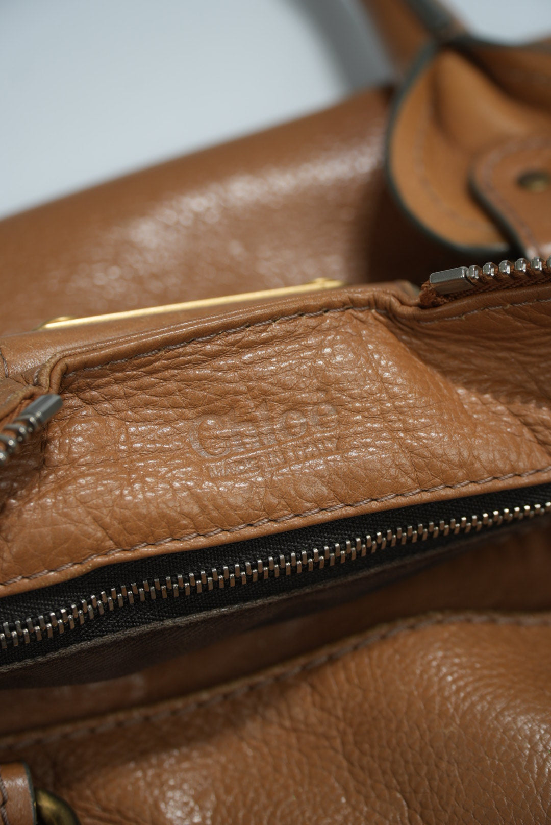 Chloe Paddington Shoulder Bag Leather Brown Gold