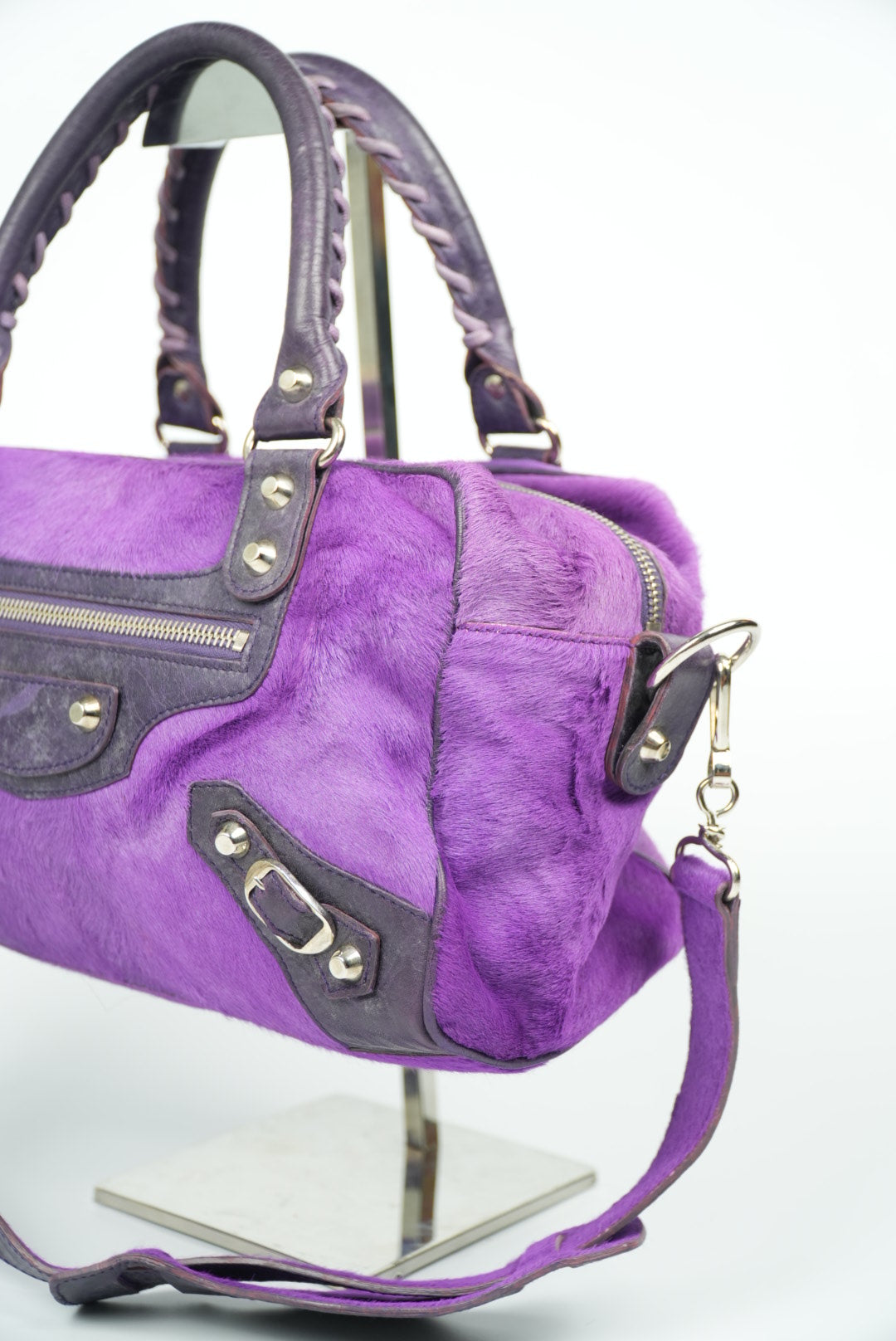 Balenciaga Violet/Ink Pony Hair Giant 12 Silver City Bag