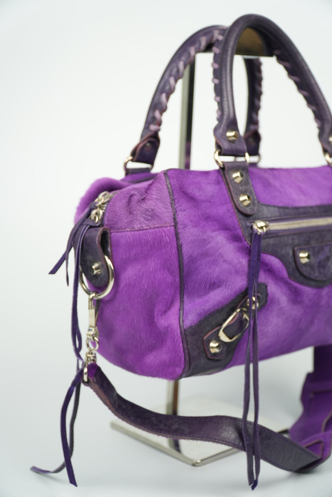 Balenciaga Violet/Ink Pony Hair Giant 12 Silver City Bag