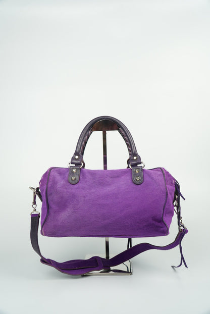 Balenciaga Violet/Ink Pony Hair Giant 12 Silver City Bag