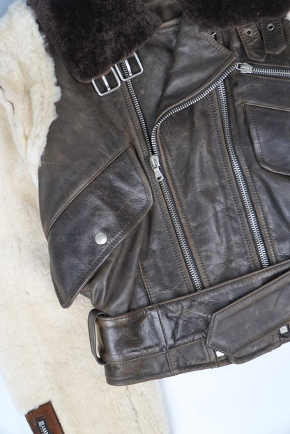 Dolce & Gabbana 90’s Leather Shearling Fur Aviator Jacket