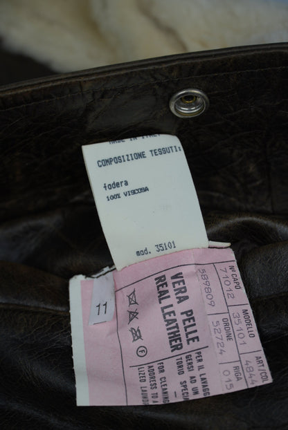 Dolce & Gabbana 90’s Leather Shearling Fur Aviator Jacket