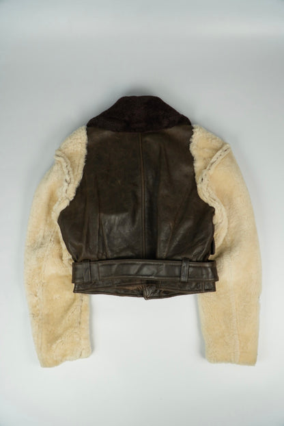 Dolce & Gabbana 90’s Leather Shearling Fur Aviator Jacket