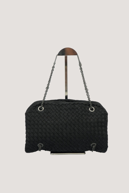 Bottega Veneta Nero Intrecciato Grosgrain Duo Bag
