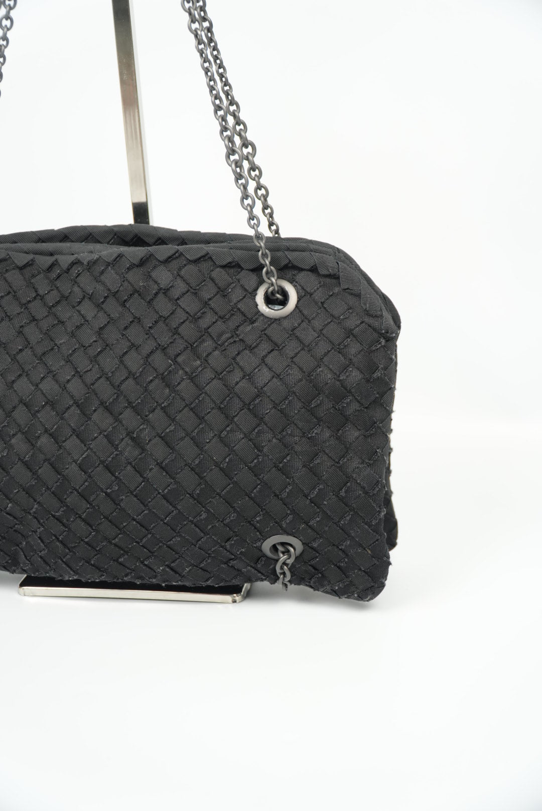 Bottega Veneta Nero Intrecciato Grosgrain Duo Bag