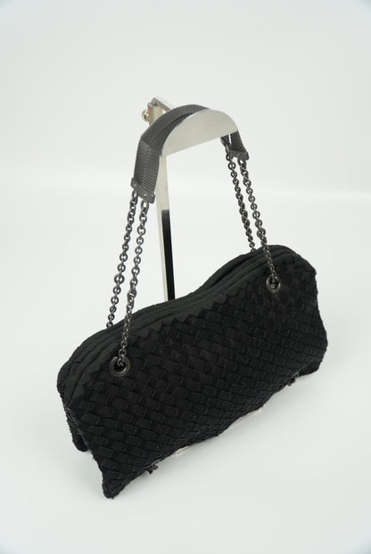 Bottega Veneta Nero Intrecciato Grosgrain Duo Bag