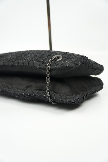Bottega Veneta Nero Intrecciato Grosgrain Duo Bag