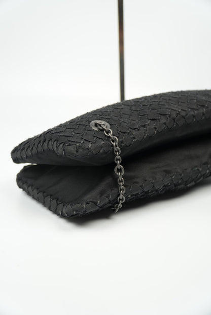 Bottega Veneta Nero Intrecciato Grosgrain Duo Bag