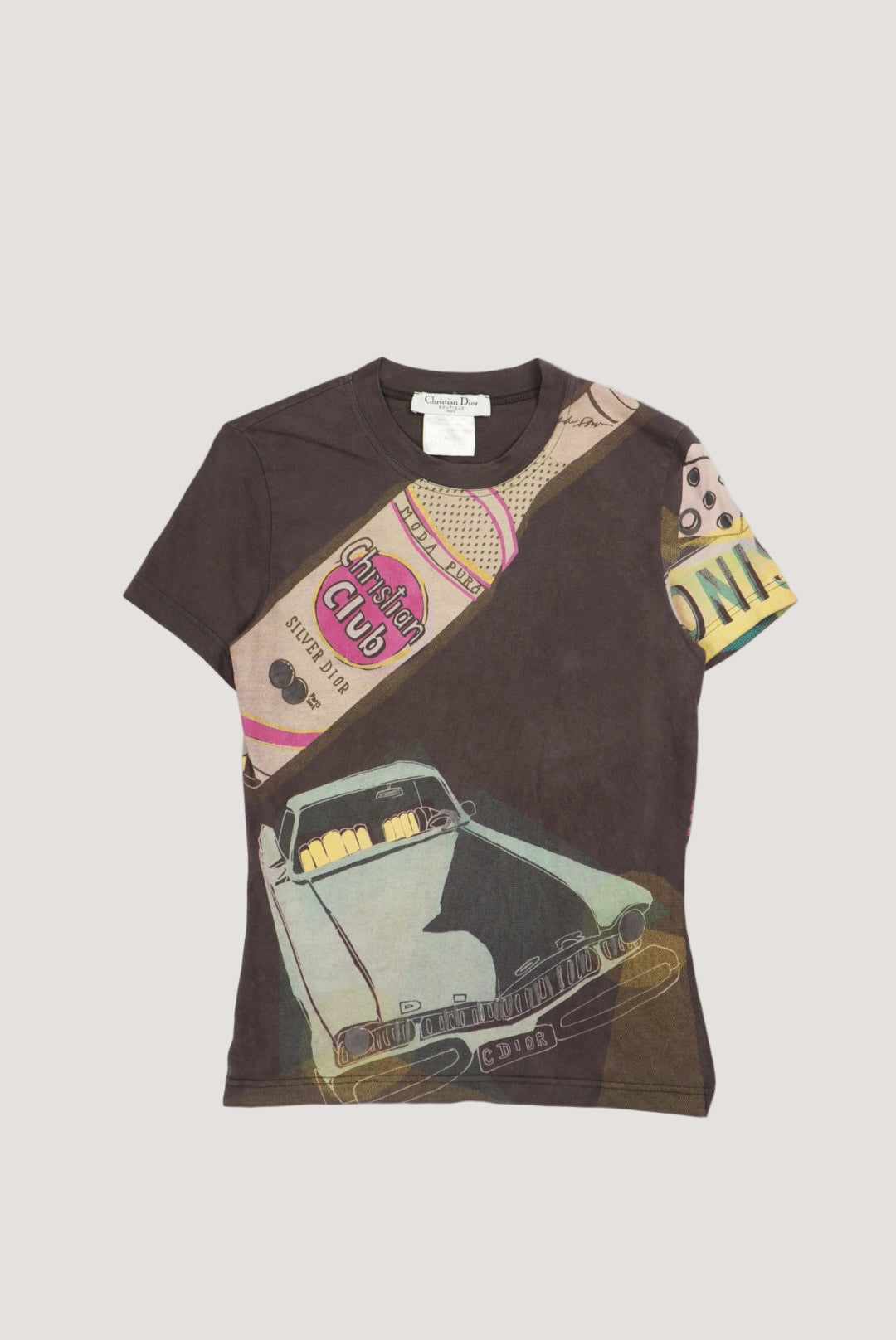Rare Christian Dior 2000S Brown Taxi Alcohol T-Shirt