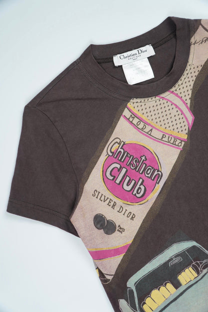 Rare Christian Dior 2000S Brown Taxi Alcohol T-Shirt