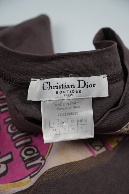 Rare Christian Dior 2000S Brown Taxi Alcohol T-Shirt