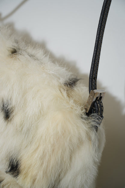 Vintage Fendi White Rabbit Fur Baguette Bag