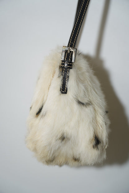 Vintage Fendi White Rabbit Fur Baguette Bag