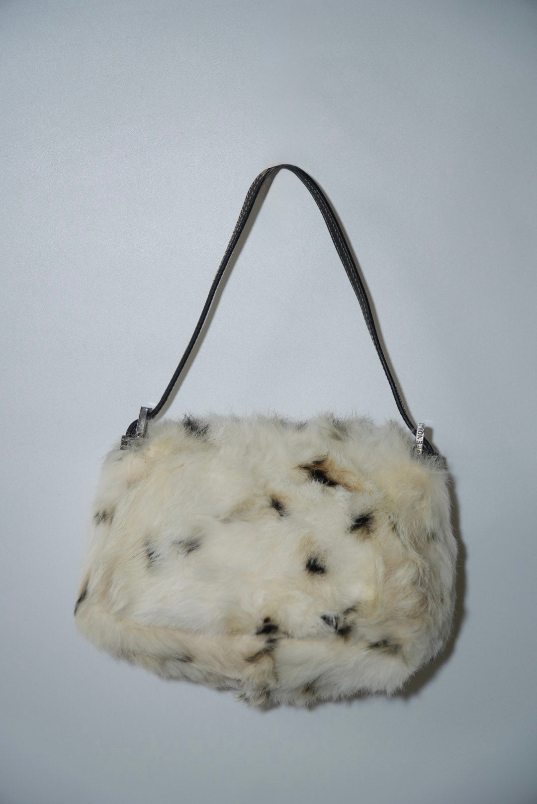 Vintage Fendi White Rabbit Fur Baguette Bag