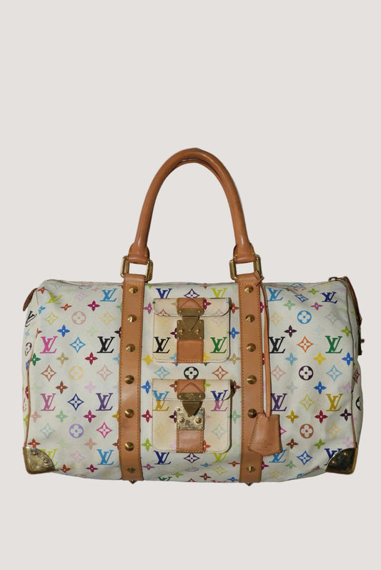 Louis Vuitton x Murakami White Multi Color Keepall 45 Bag