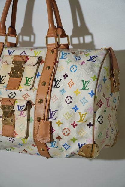 Louis Vuitton x Murakami White Multi Color Keepall 45 Bag