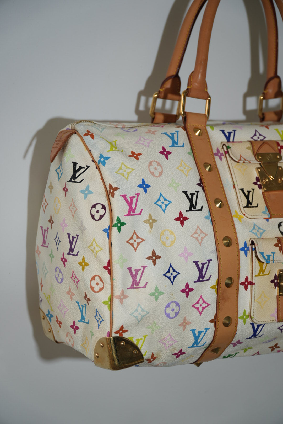 Louis Vuitton x Murakami White Multi Color Keepall 45 Bag