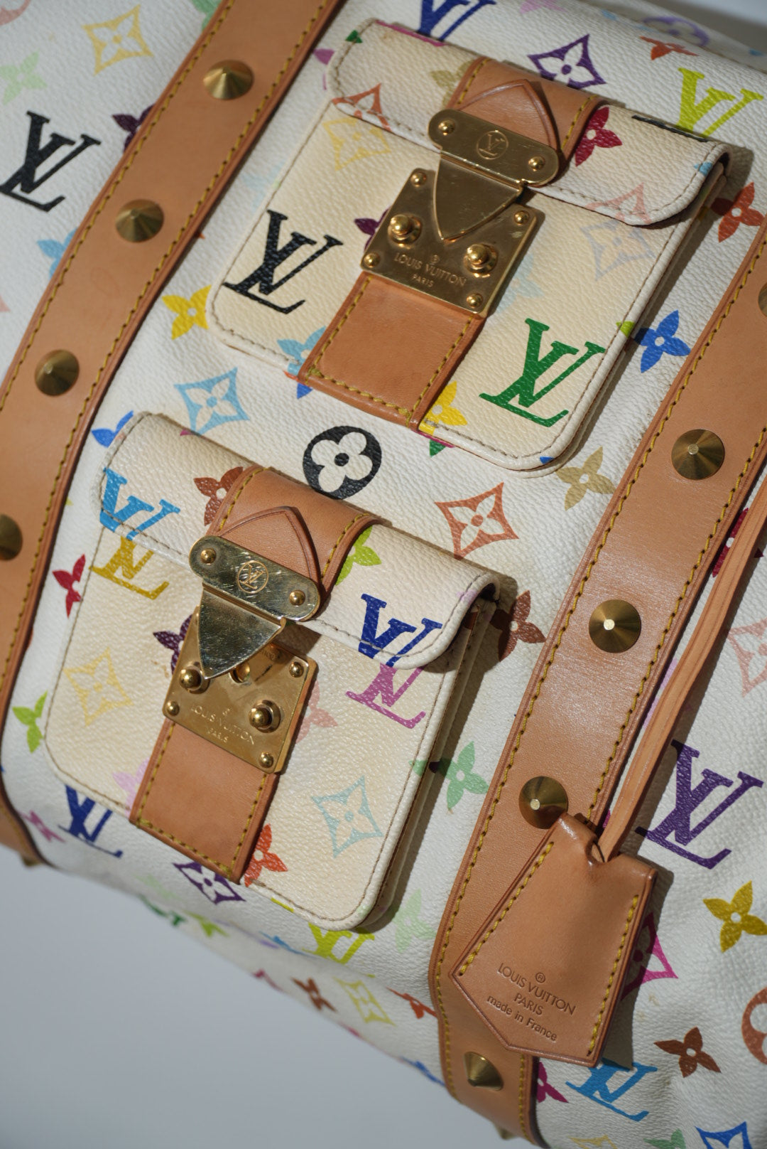 Louis Vuitton x Murakami White Multi Color Keepall 45 Bag