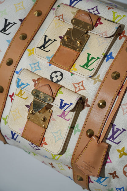 Louis Vuitton x Murakami White Multi Color Keepall 45 Bag