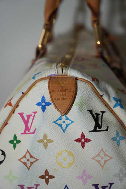 Louis Vuitton x Murakami White Multi Color Keepall 45 Bag