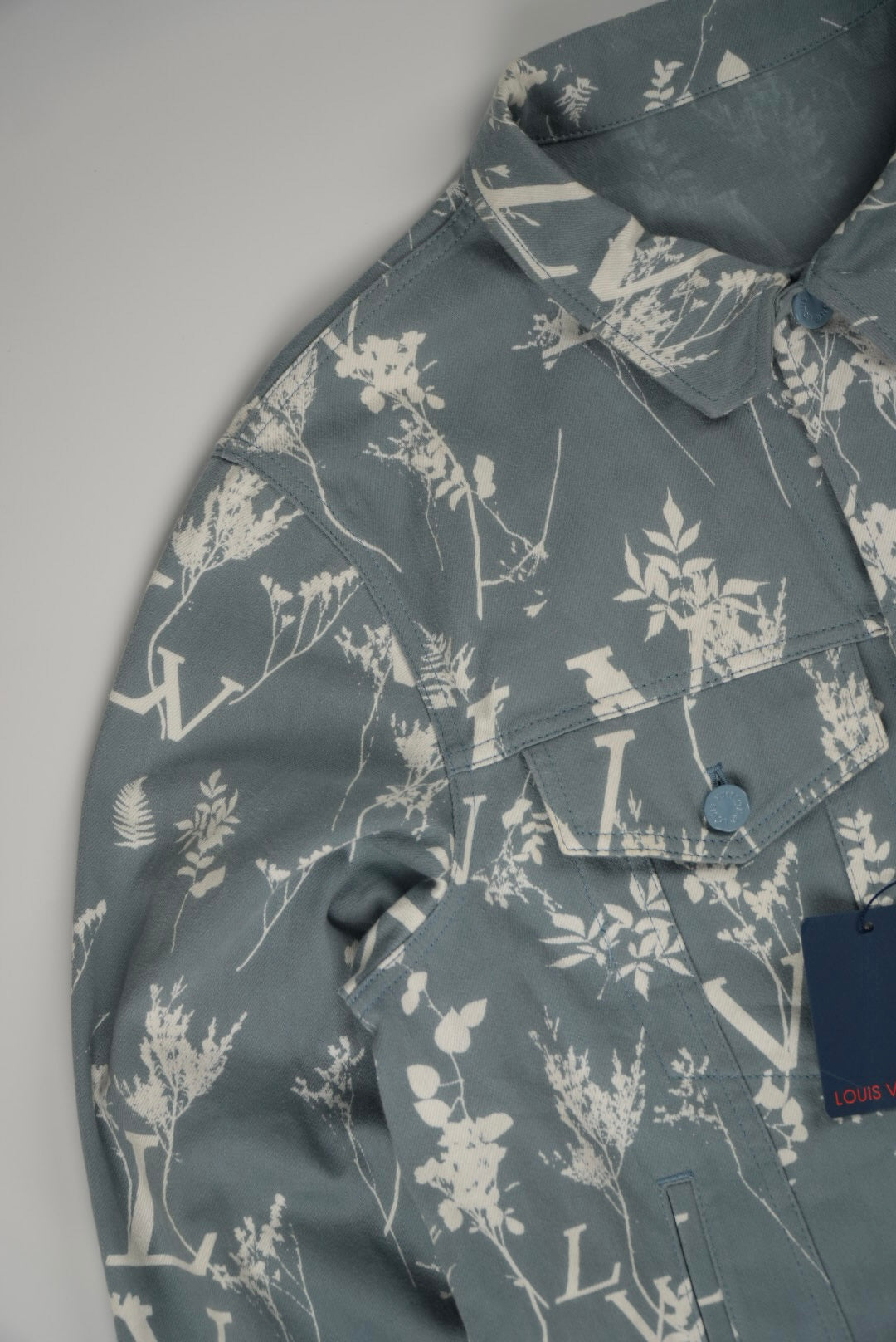 Louis Vuitton Blue Floral Print Denim Jacket
