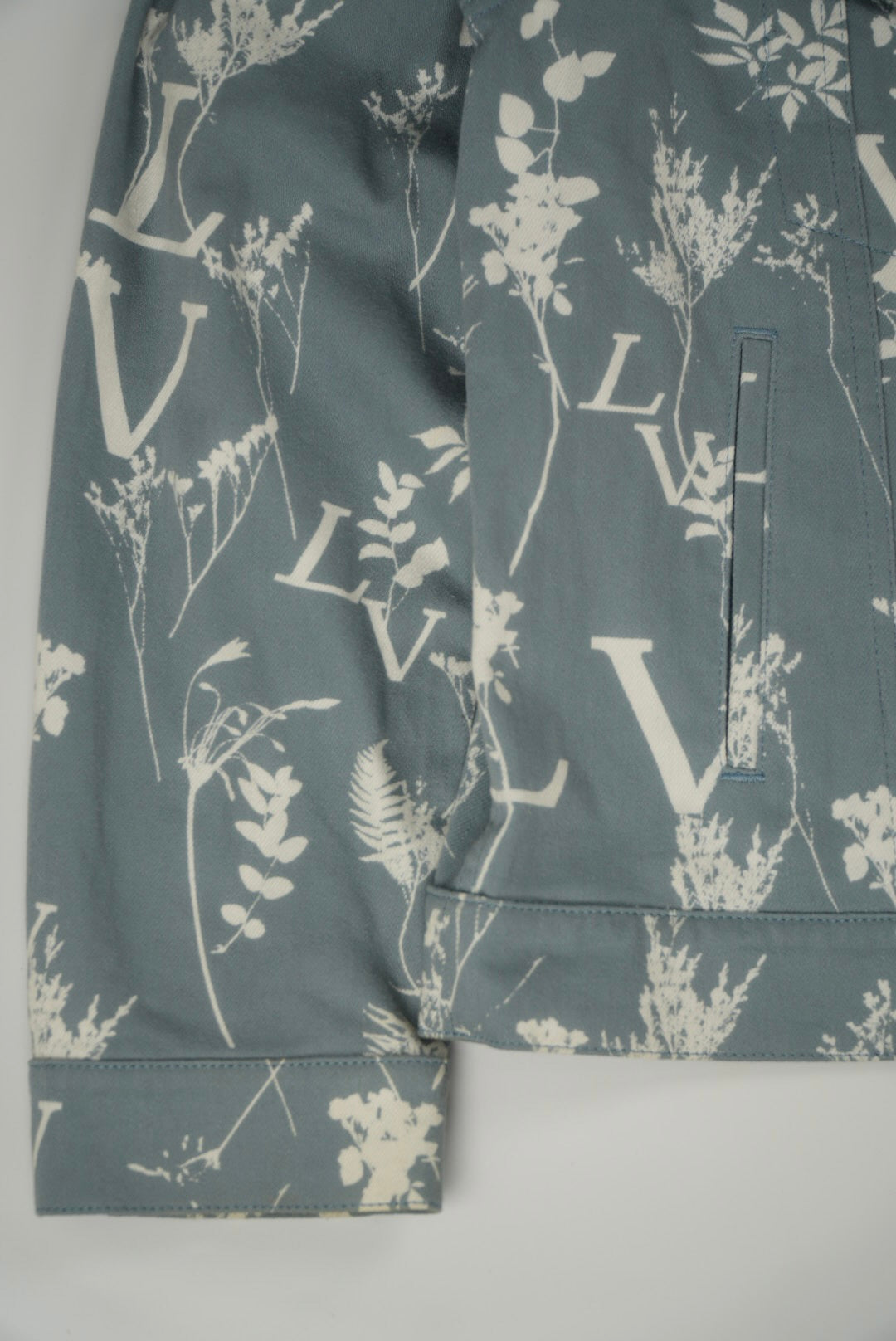Louis Vuitton Blue Floral Print Denim Jacket