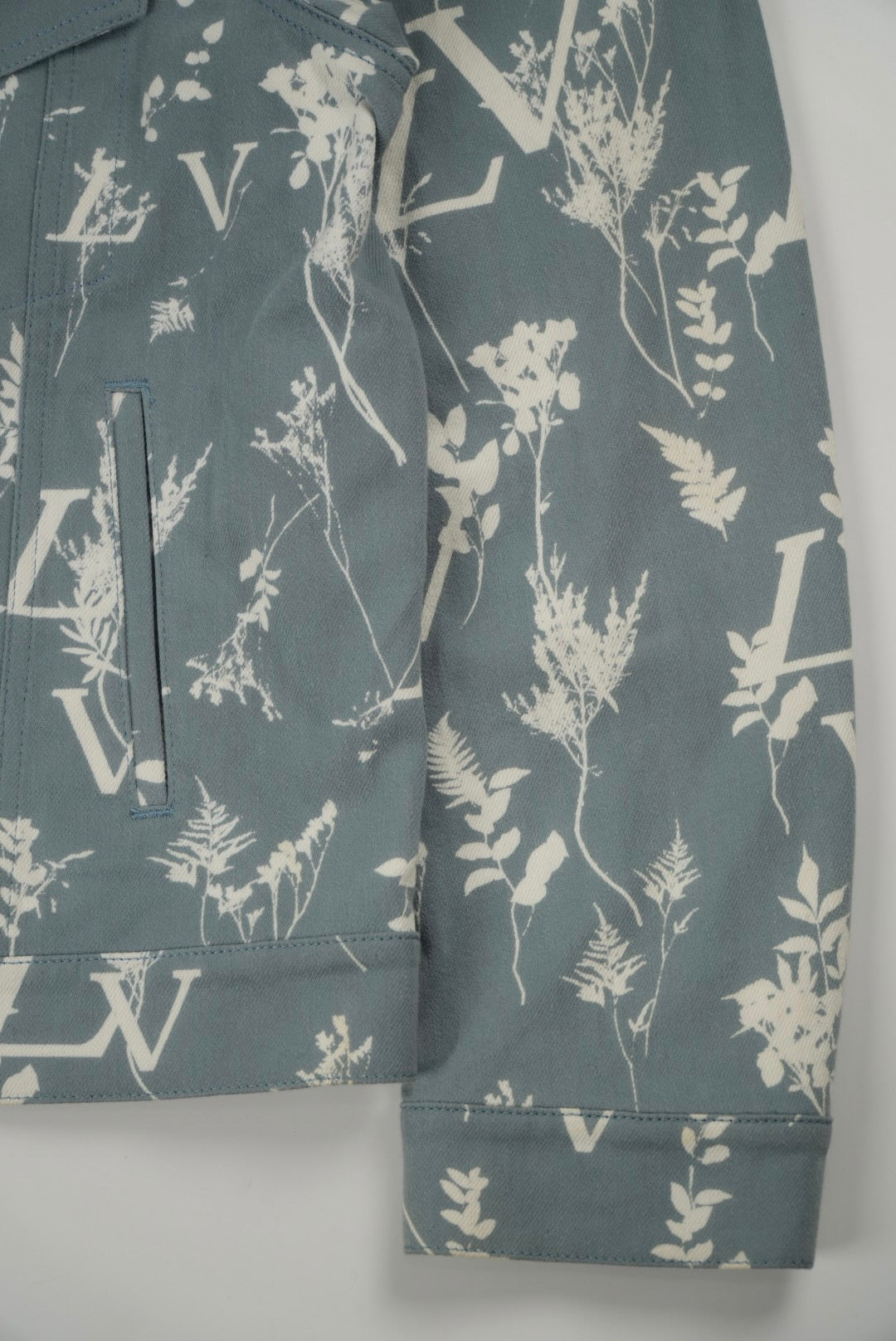 Louis Vuitton Blue Floral Print Denim Jacket