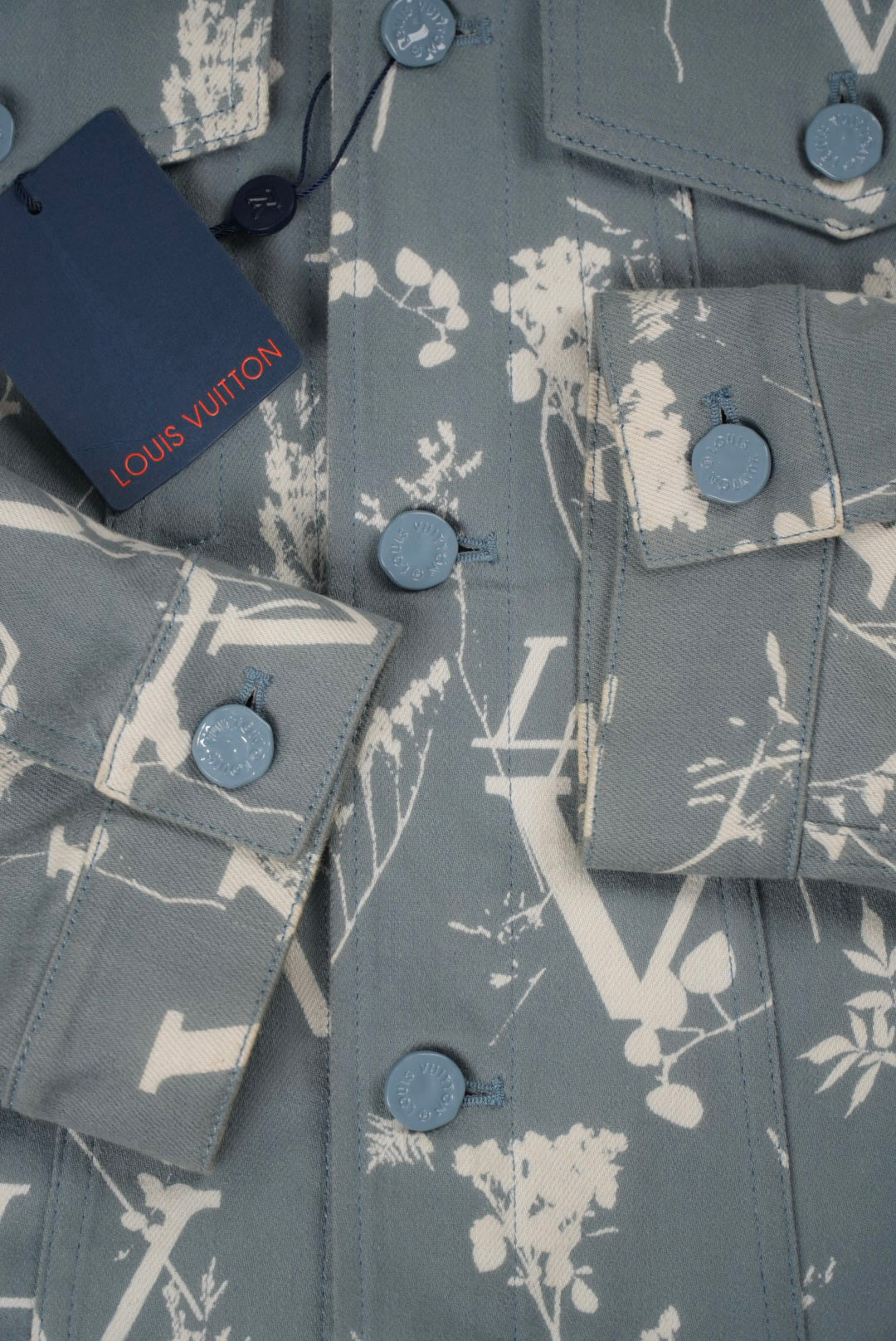 Louis Vuitton Blue Floral Print Denim Jacket