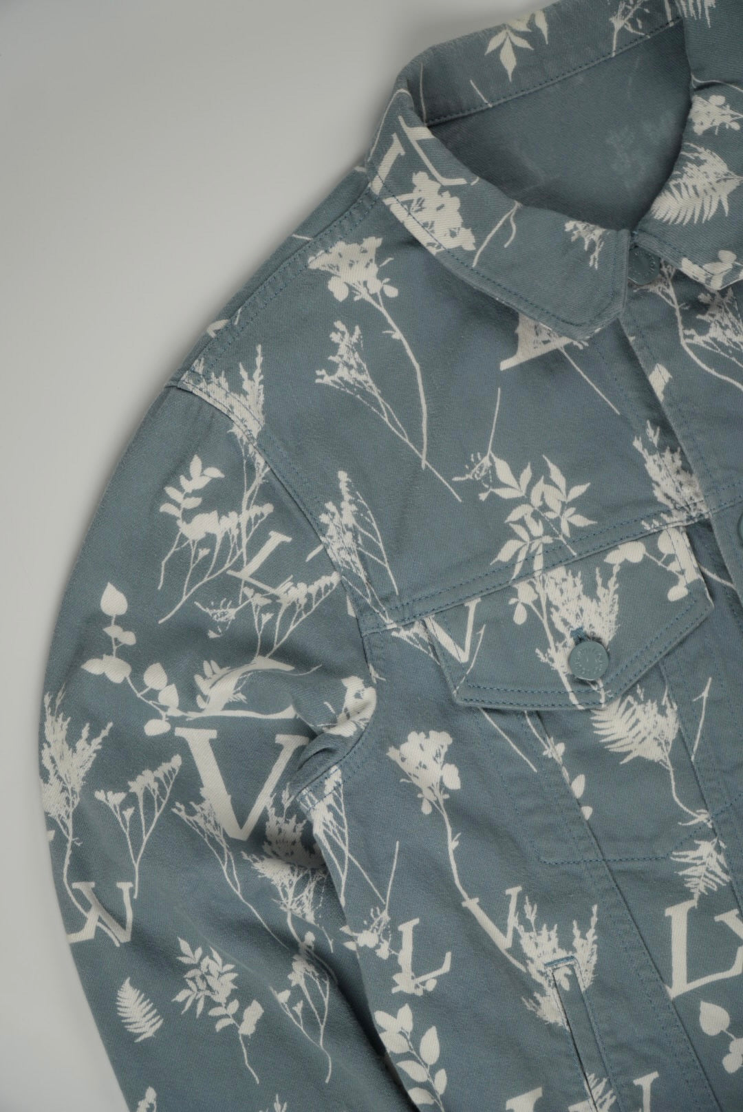 Louis Vuitton Blue Floral Print Denim Jacket