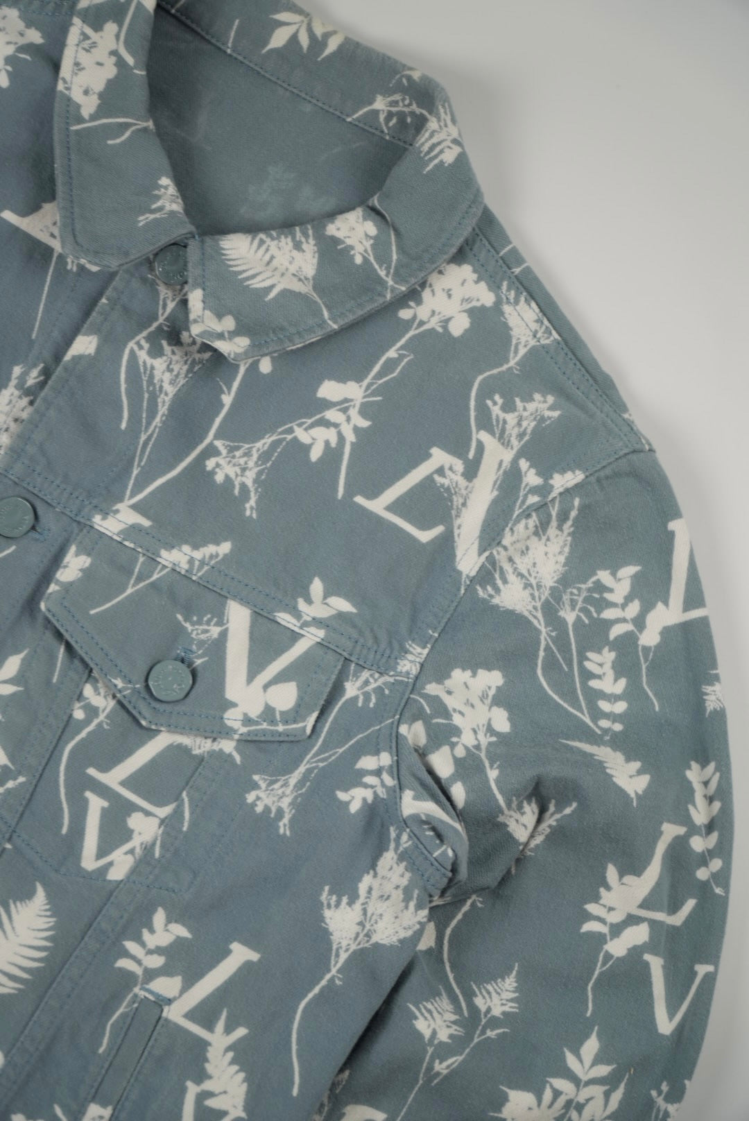 Louis Vuitton Blue Floral Print Denim Jacket