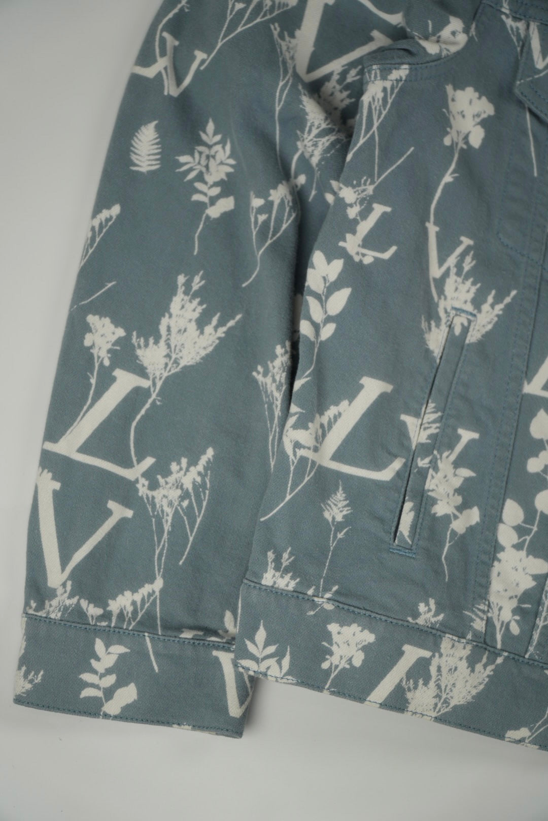 Louis Vuitton Blue Floral Print Denim Jacket