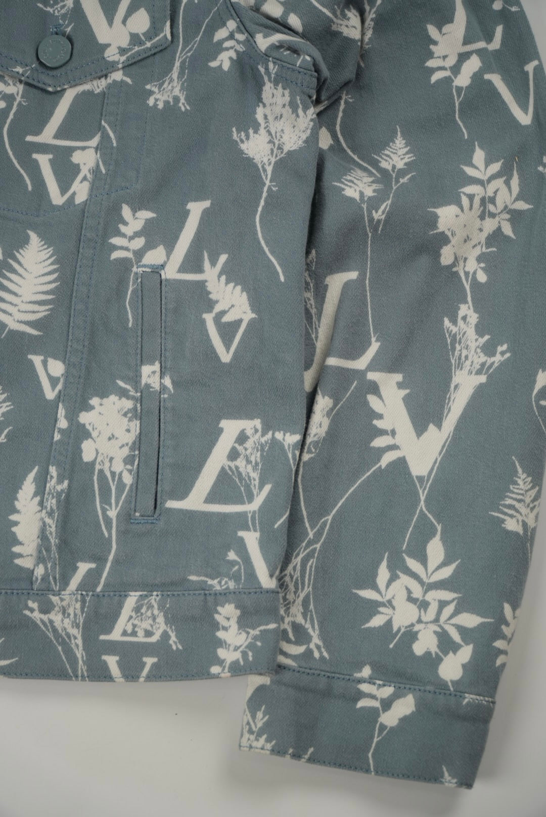 Louis Vuitton Blue Floral Print Denim Jacket