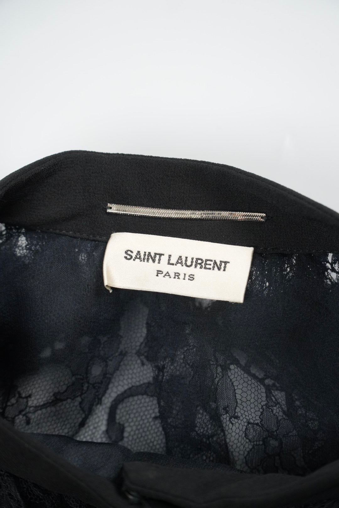 Saint Laurent Black Silk Sheer Long Sleeve Blouse