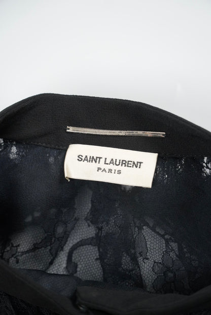 Saint Laurent Black Silk Sheer Long Sleeve Blouse