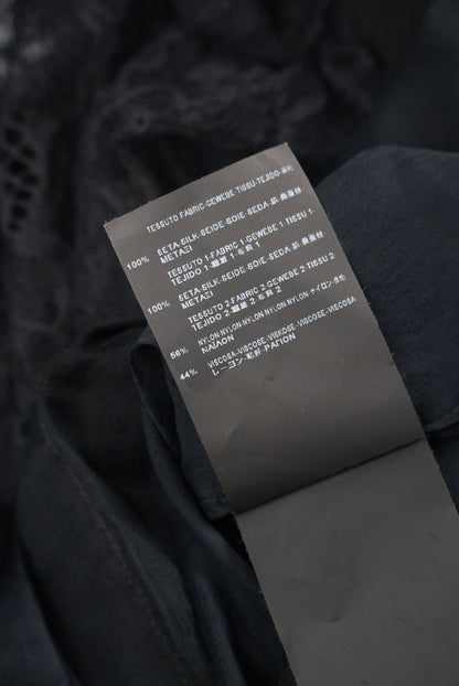 Saint Laurent Black Silk Sheer Long Sleeve Blouse