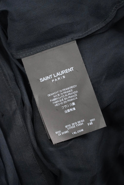 Saint Laurent Black Silk Sheer Long Sleeve Blouse