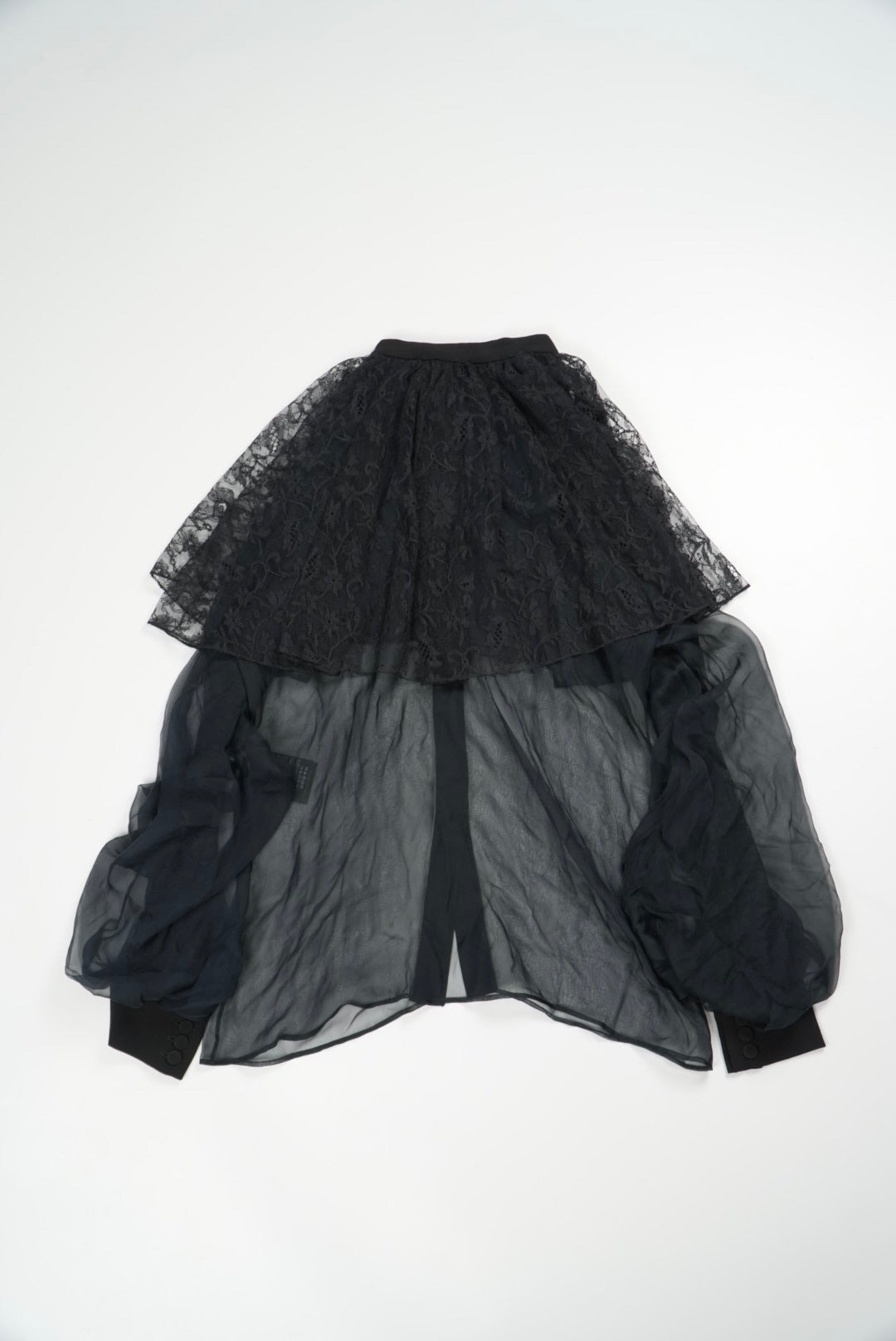 Saint Laurent Black Silk Sheer Long Sleeve Blouse