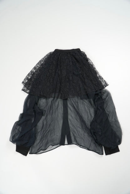 Saint Laurent Black Silk Sheer Long Sleeve Blouse