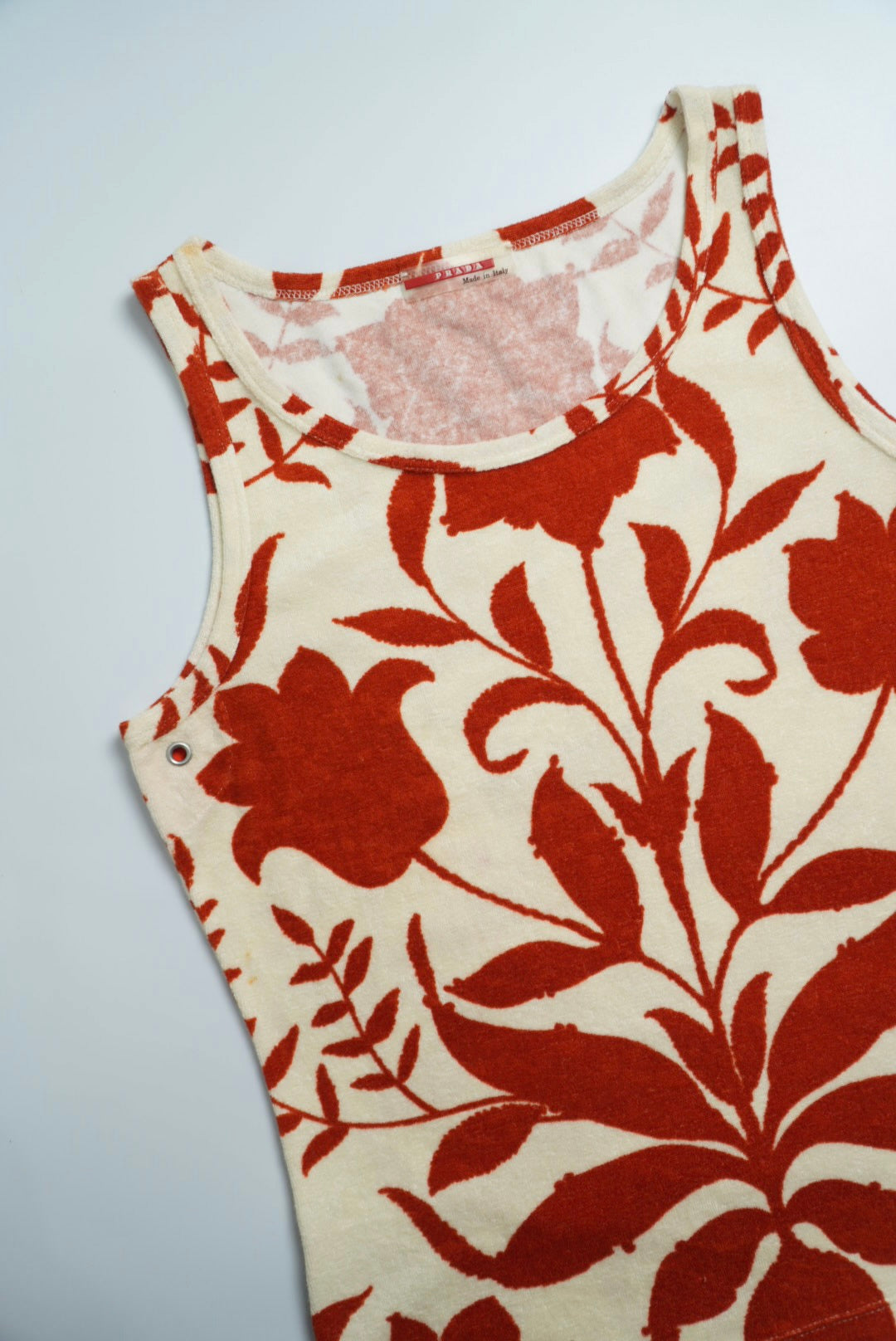 Prada Floral Print Terry Fabric Sleeveless Tank Top
