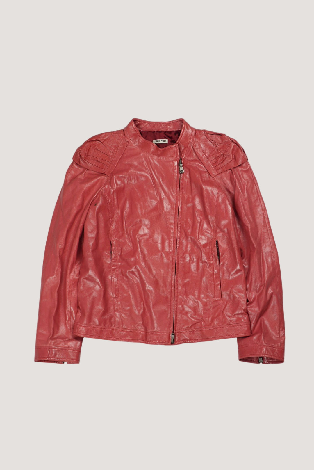 Miu Miu Pink Zip Leather Jacket