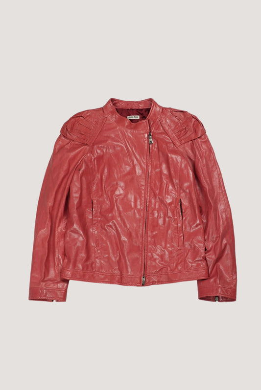 Miu Miu Pink Zip Leather Jacket