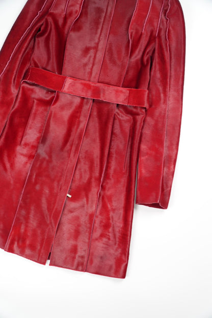 Jil Sander Red Pony Hair Trench Coat
