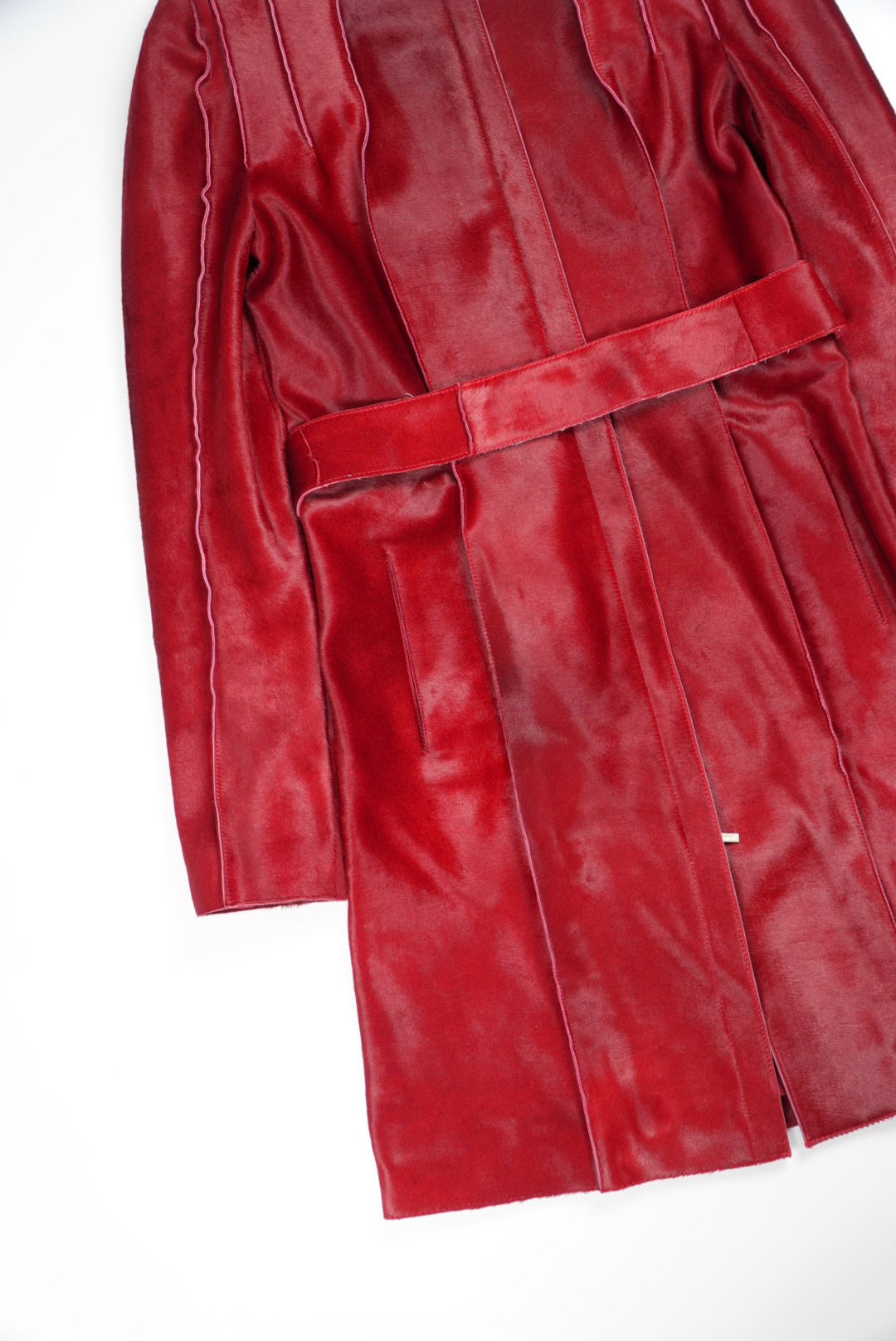 Jil Sander Red Pony Hair Trench Coat