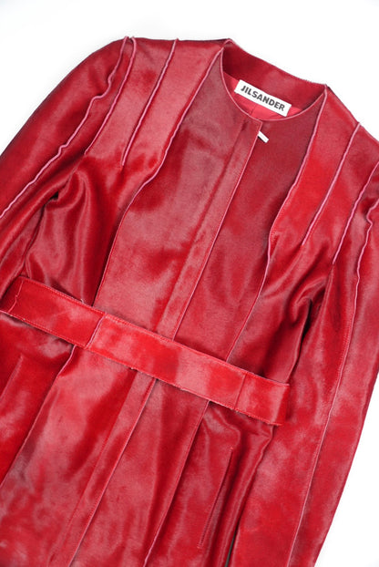 Jil Sander Red Pony Hair Trench Coat